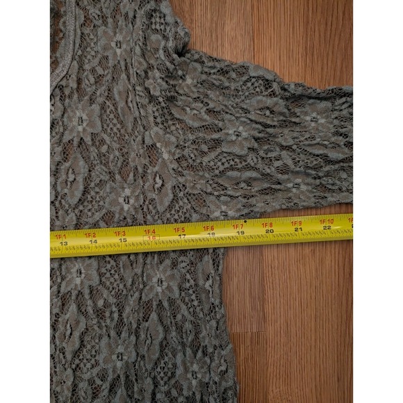 Y2k 90s Surrealist Sheer Lace Mesh Tunic Top Size 2 Large Gray Artsy Boho USA - Picture 5 of 6
